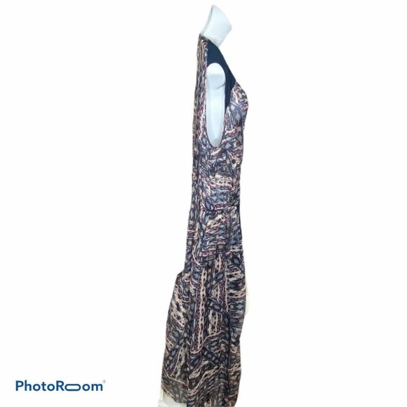 Vince Camuto Blue Tribal Abstract Print Sheer Maxi - Picture 6 of 9